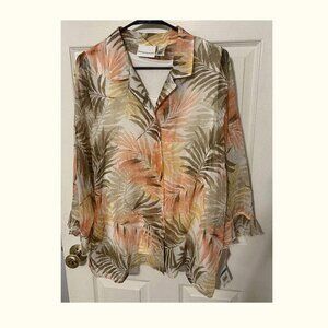 16 ~ Alfred Dunner ~ button blouse w/ cami ~ tropical